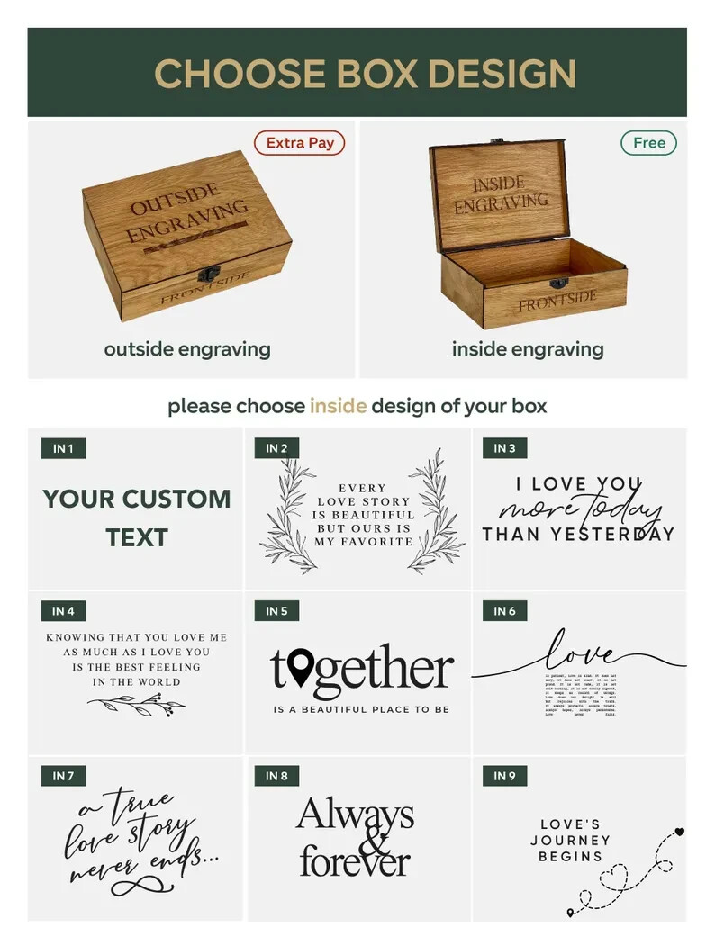 Personalization, Custom Memory Keepsake, Wooden box, Engagement, Couple Gift,