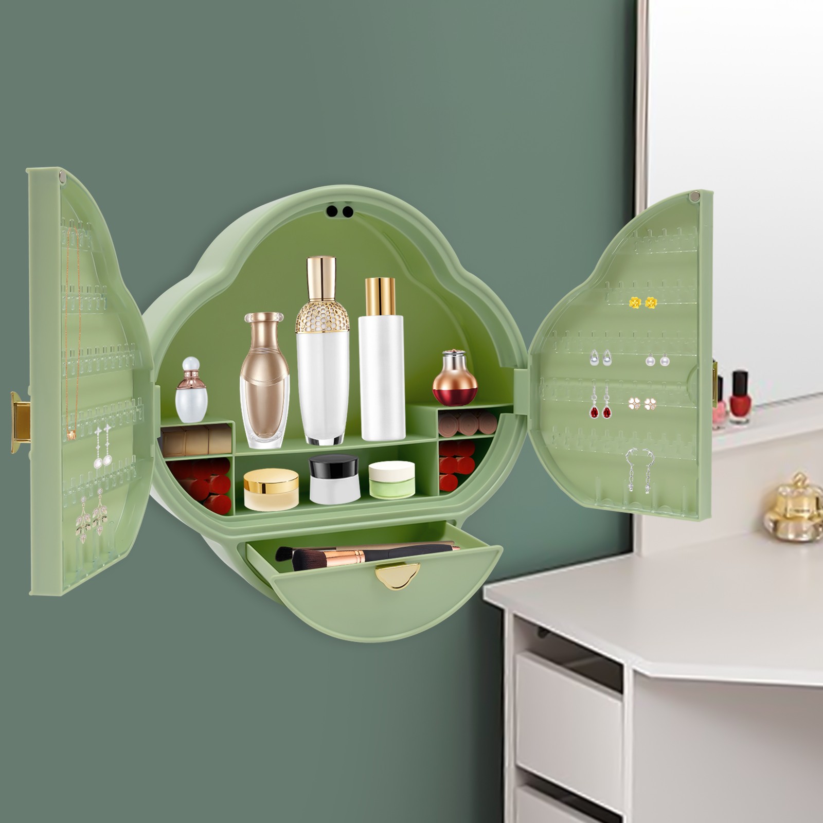 Bathroom Cosmetic Organizer, New-Chinese Style Cosmetics Jewelry Organizer