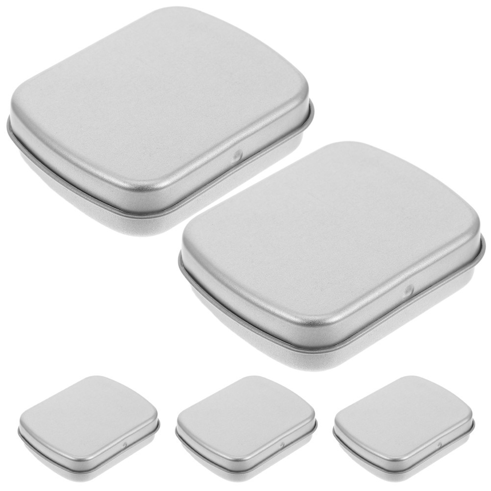 5 Pcs Small Iron Box Jewelry Box Travel 6.00X4.70X1.50CM Silver Color