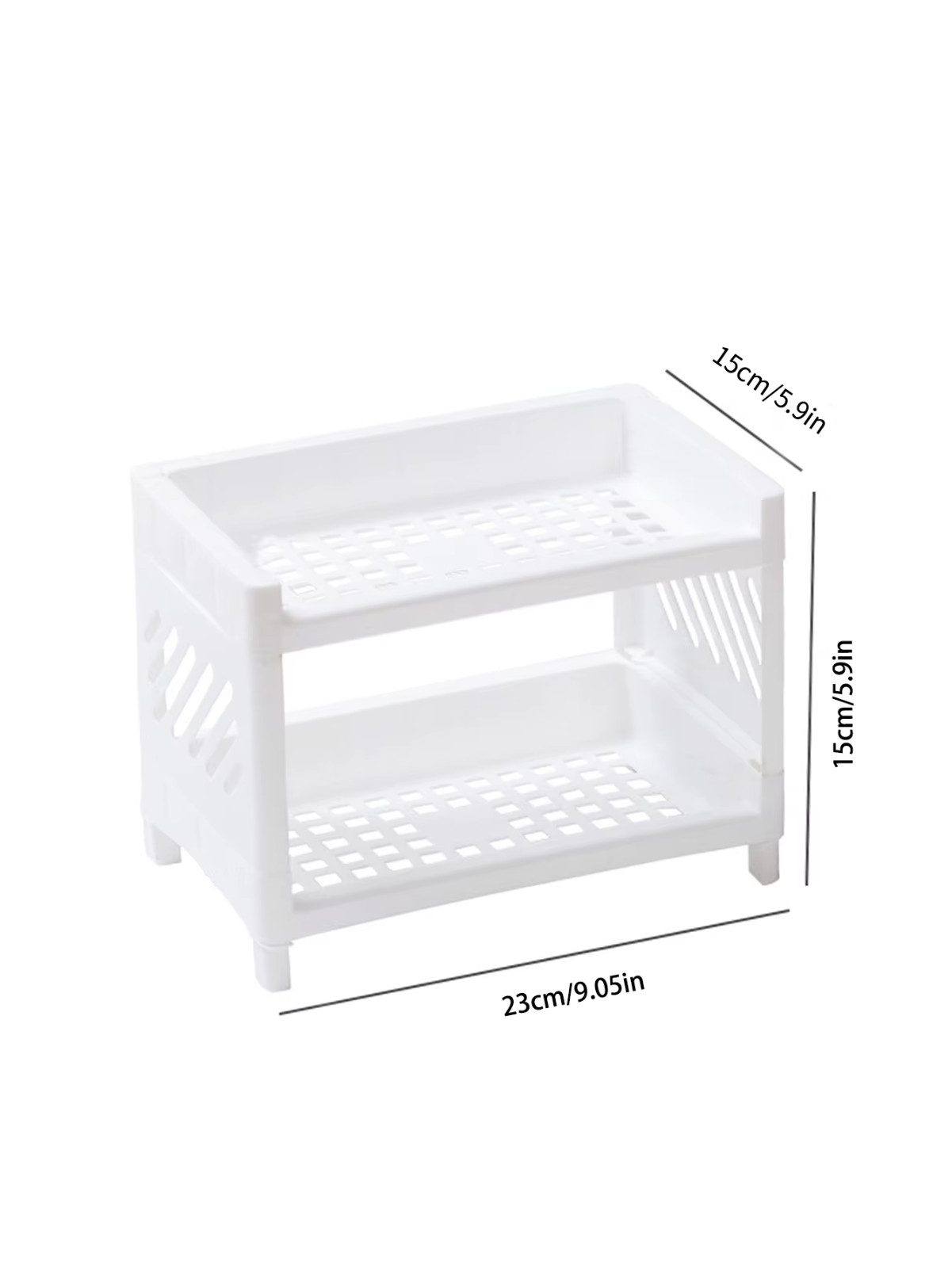 1pc Double-layer Desktop Storage Rack White Pp Organizer for Office & Cosmetics