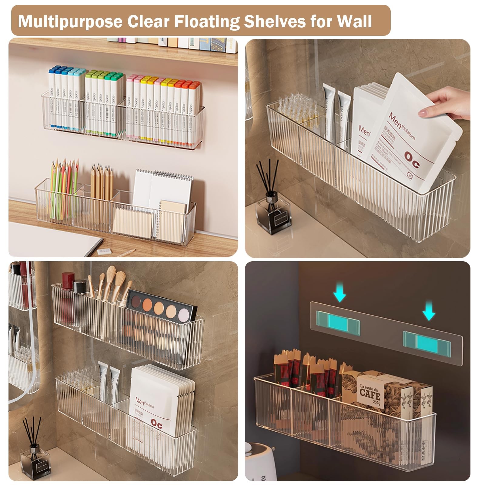 2 Pack Wall Mount Marker Organizer,Art Caddy Floating Makeup Organizer,Clear …