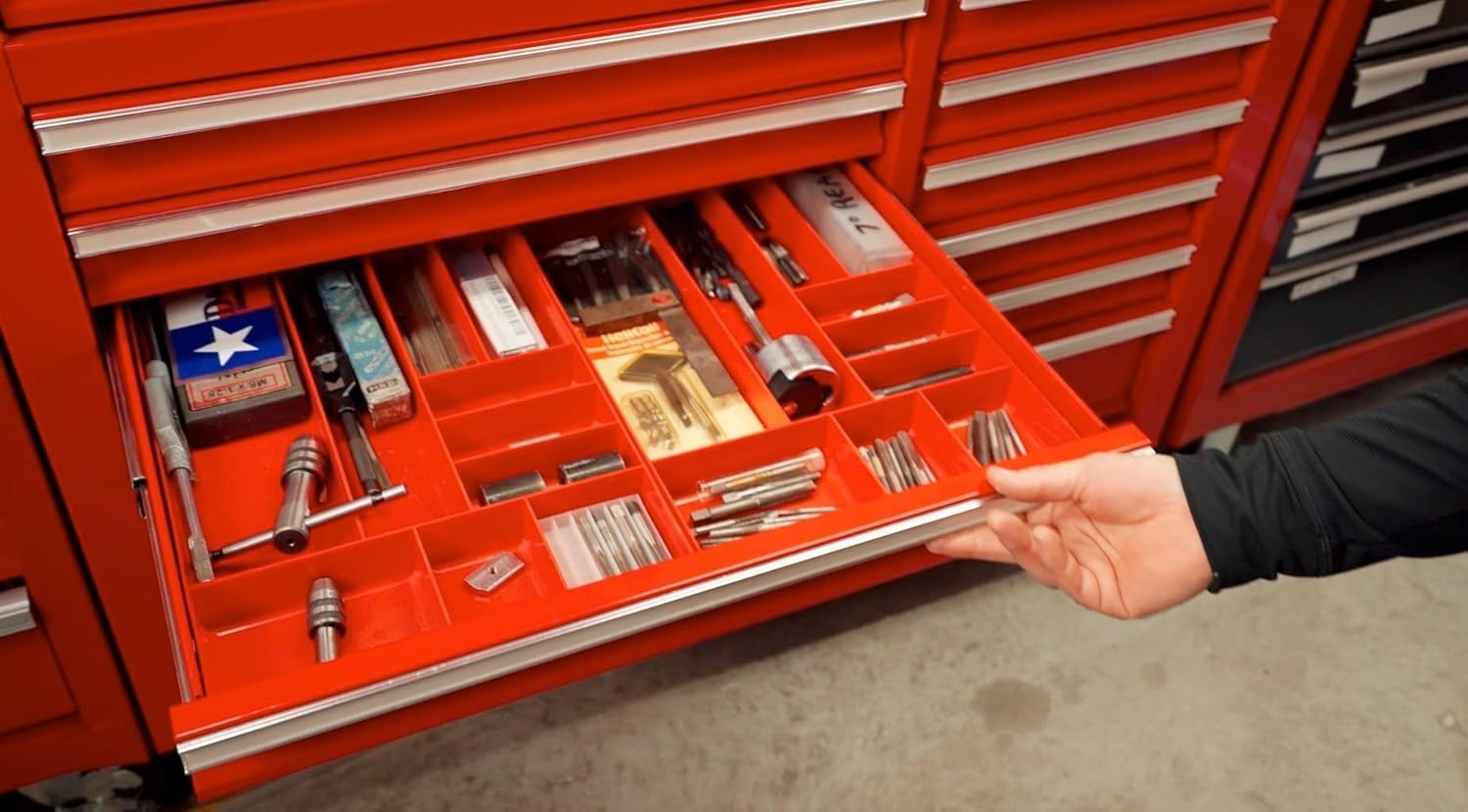 10-Compartment Stackable Tool Organizer Tray for Automotive Garage Storage