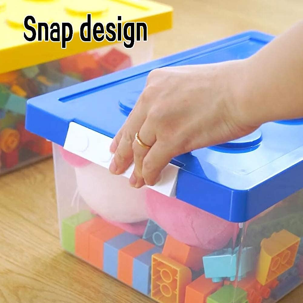Stackable Plastic Storage Bins with Lids – Toy Organizer Set of 2, Red & Blue