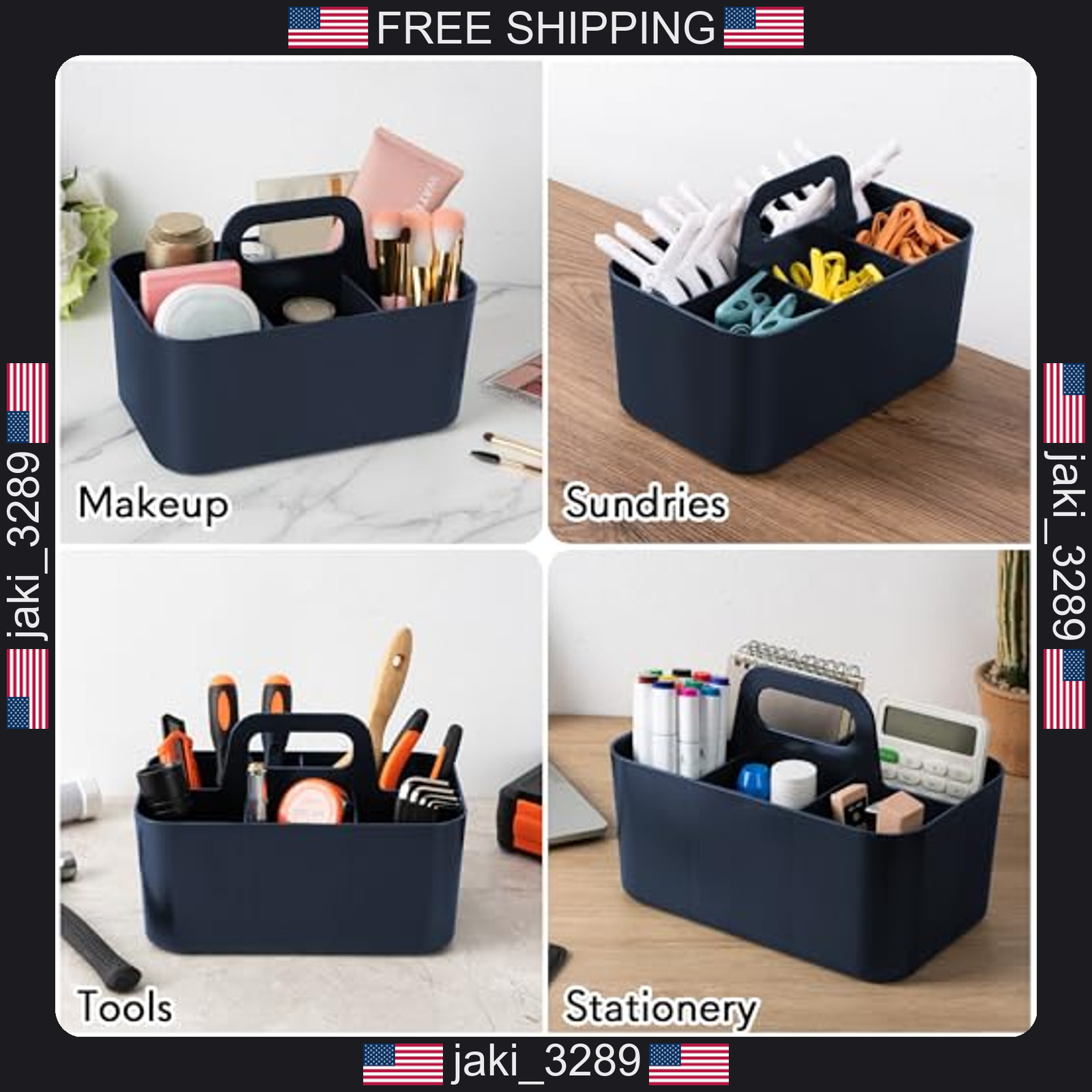 Tiawudi plastic caddy organizer with handle for stationery office supplies dorm