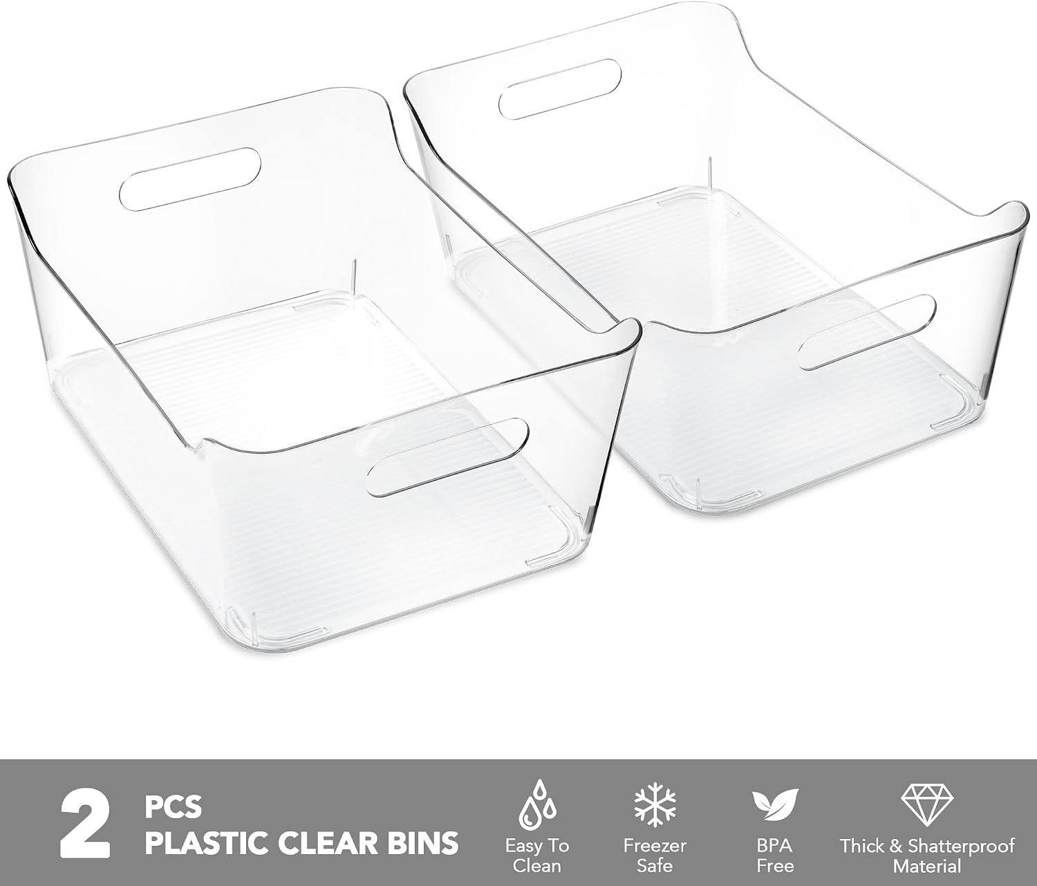 Tiawudi 2 Pack Plastic Storage Bins, Extra Large Pantry Organizer, 13.5&Prime; x…