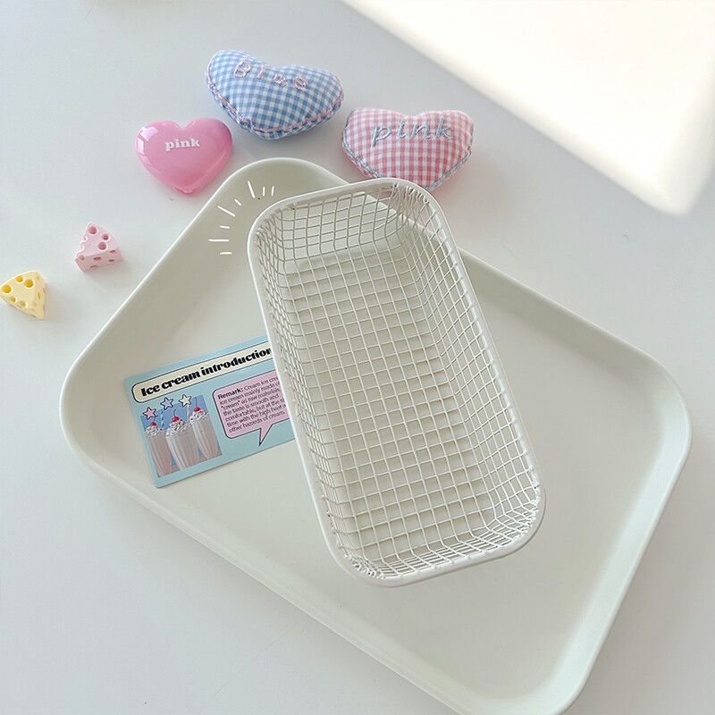 INS Desktop Storages Basket Candy Colors Metal Sundries Classification Organizer