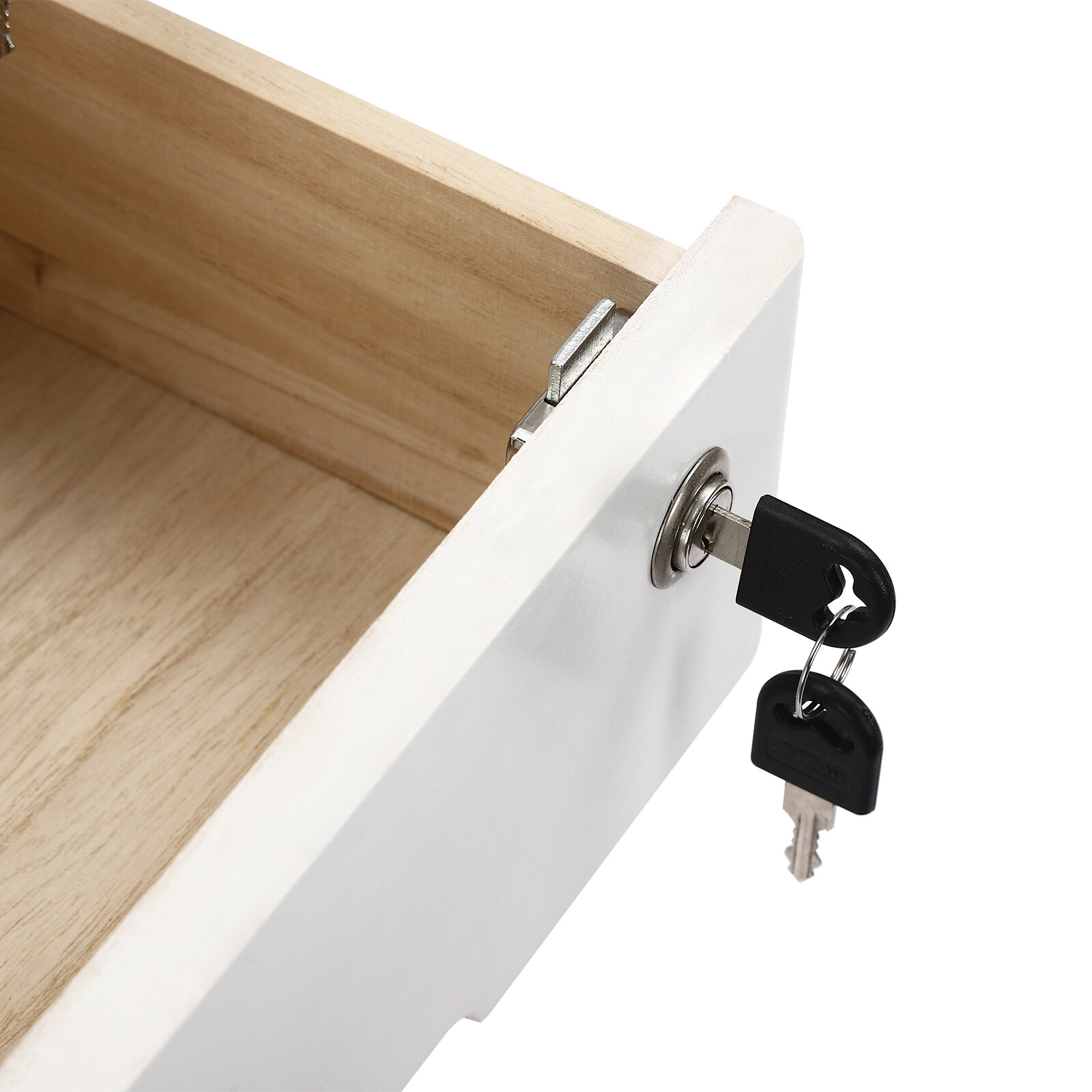 Wooden Desktop Storage Box with Lockable Drawers, Office Supplies File Organizer