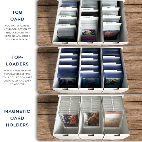 6 Drawer Trading Card Storage Box with 40 Dividers, Cardboard, Water Resistant