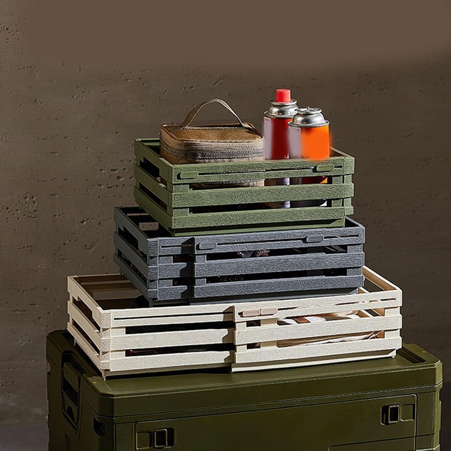 Stackable Storage Box, Gray | PP, Retractable, Organizer Container Bin, Expan…