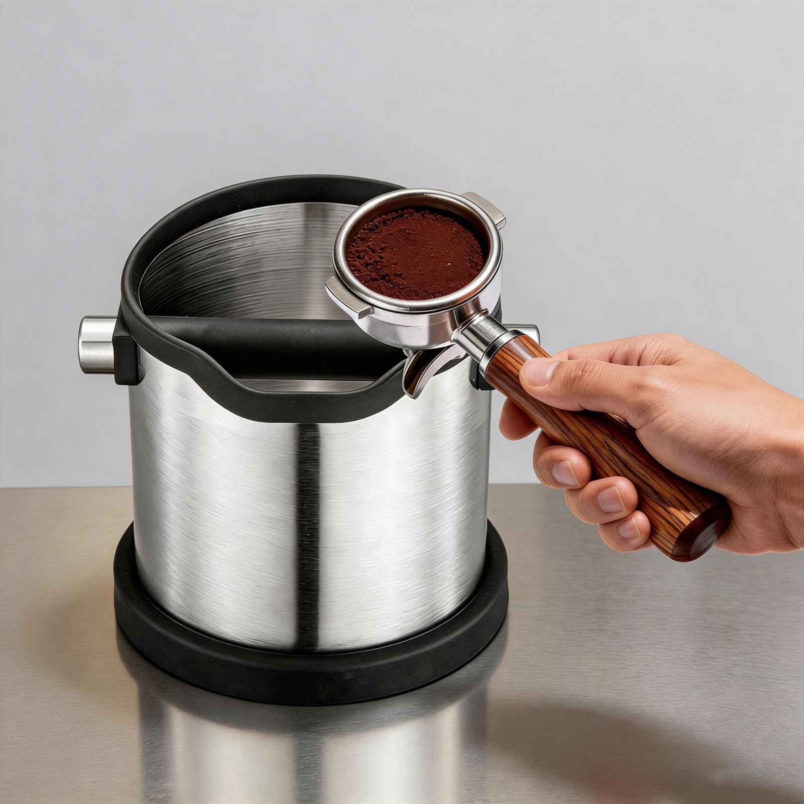Coffee Tapping Box Stainless Steel Coffee Knock Box Waste Coffee Bucket