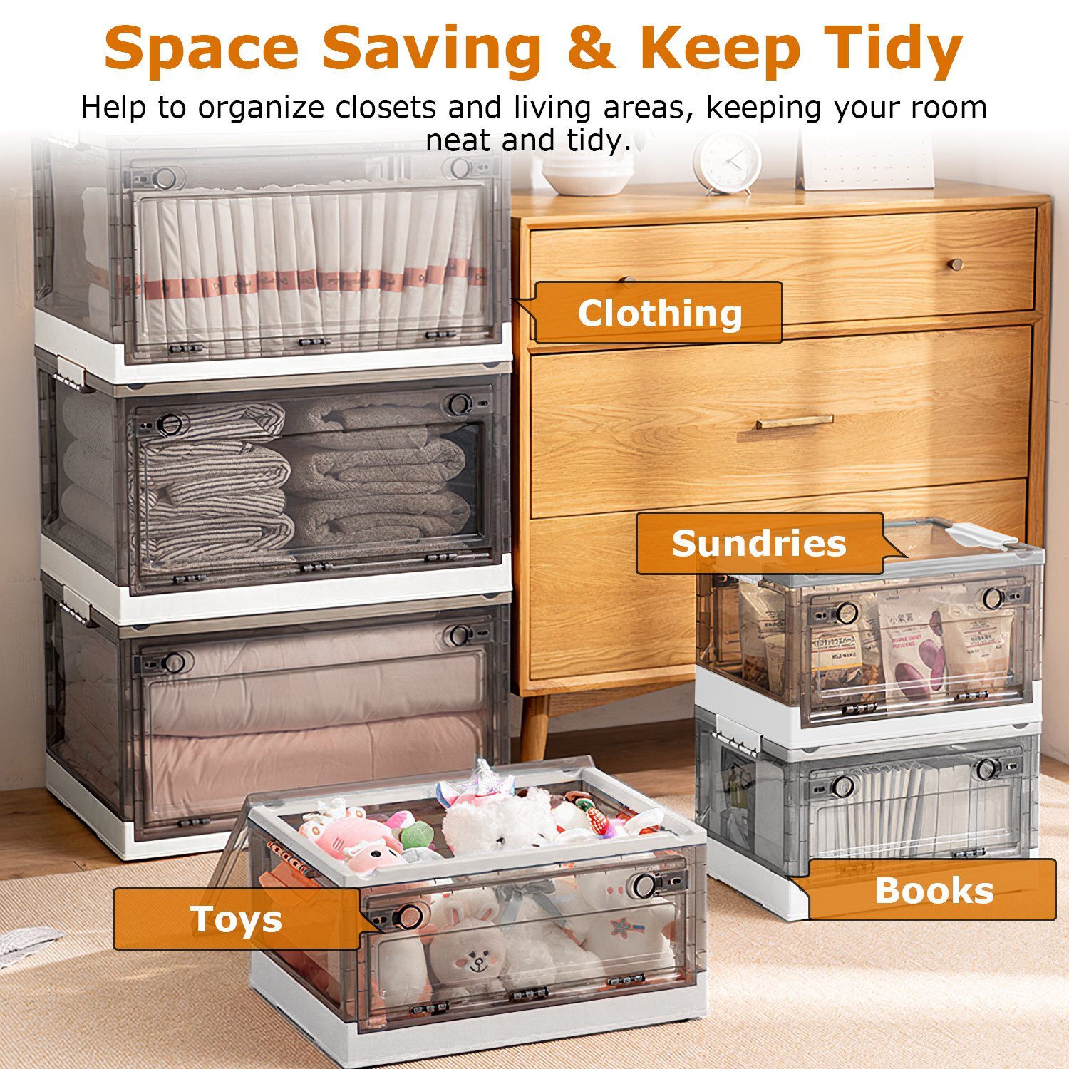 2-4Pcs Foldable Storage Bins Collapsible Storage Box Toy Organizer W/ Wheels Box