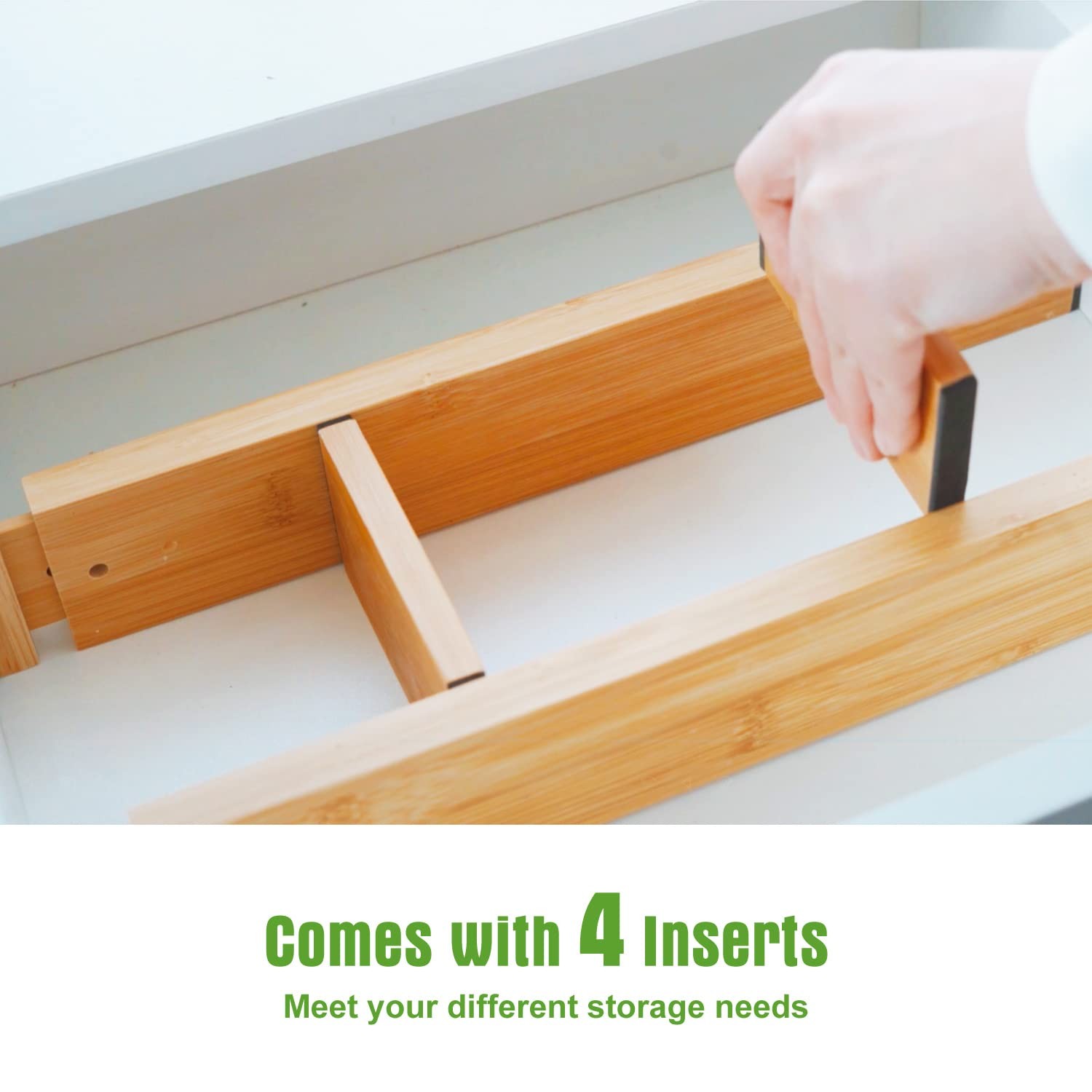 Bamboo Drawer Dividers Organizers, Drawer Separators Splitter,17-22 inches Lo…
