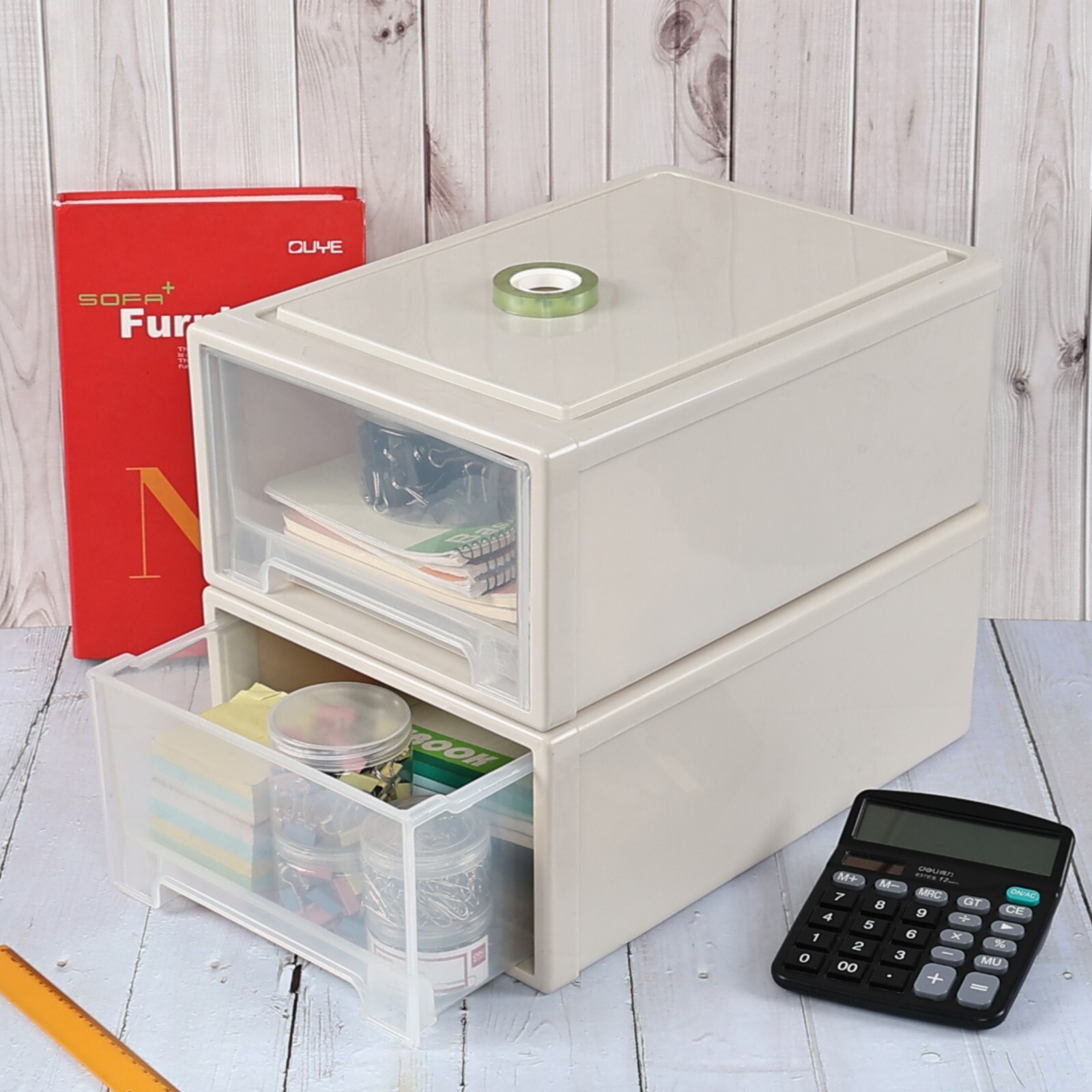 12 Qt. Plastic Stackable Storage Drawer Small Drawer-type Desk Organizer Boxes