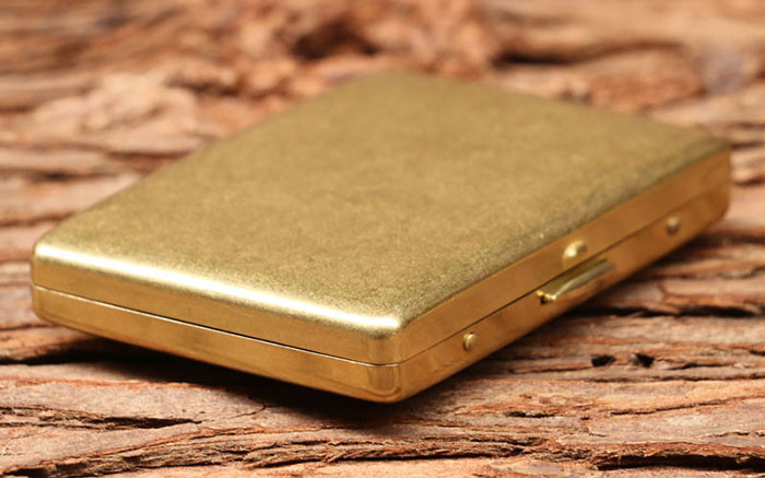 Gentleman Rectangular Brass Tobacco Cigarette Case Holder Smoke Box 3 sizes