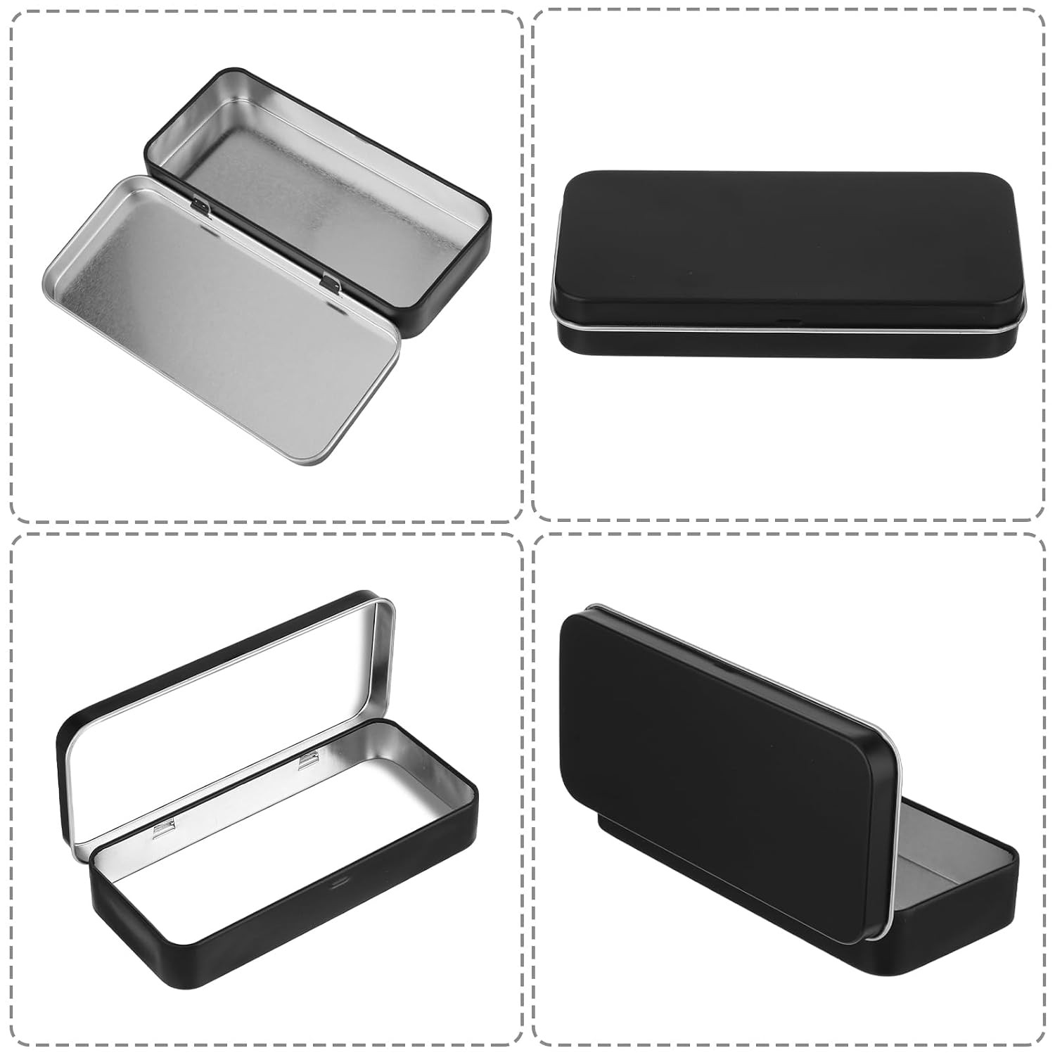 Metal Rectangular Hinged Empty Tin Storage Containers Home Metal Tin Boxes