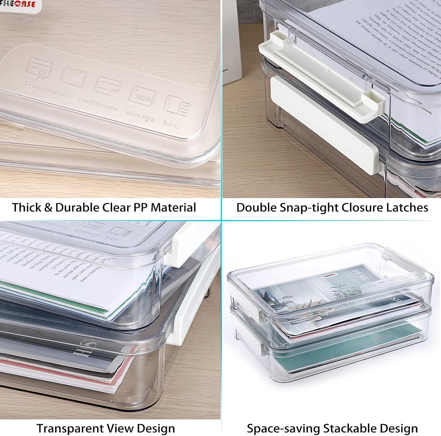 2 Pack Plastic Storage Containers with Lids Portable Project Case Document