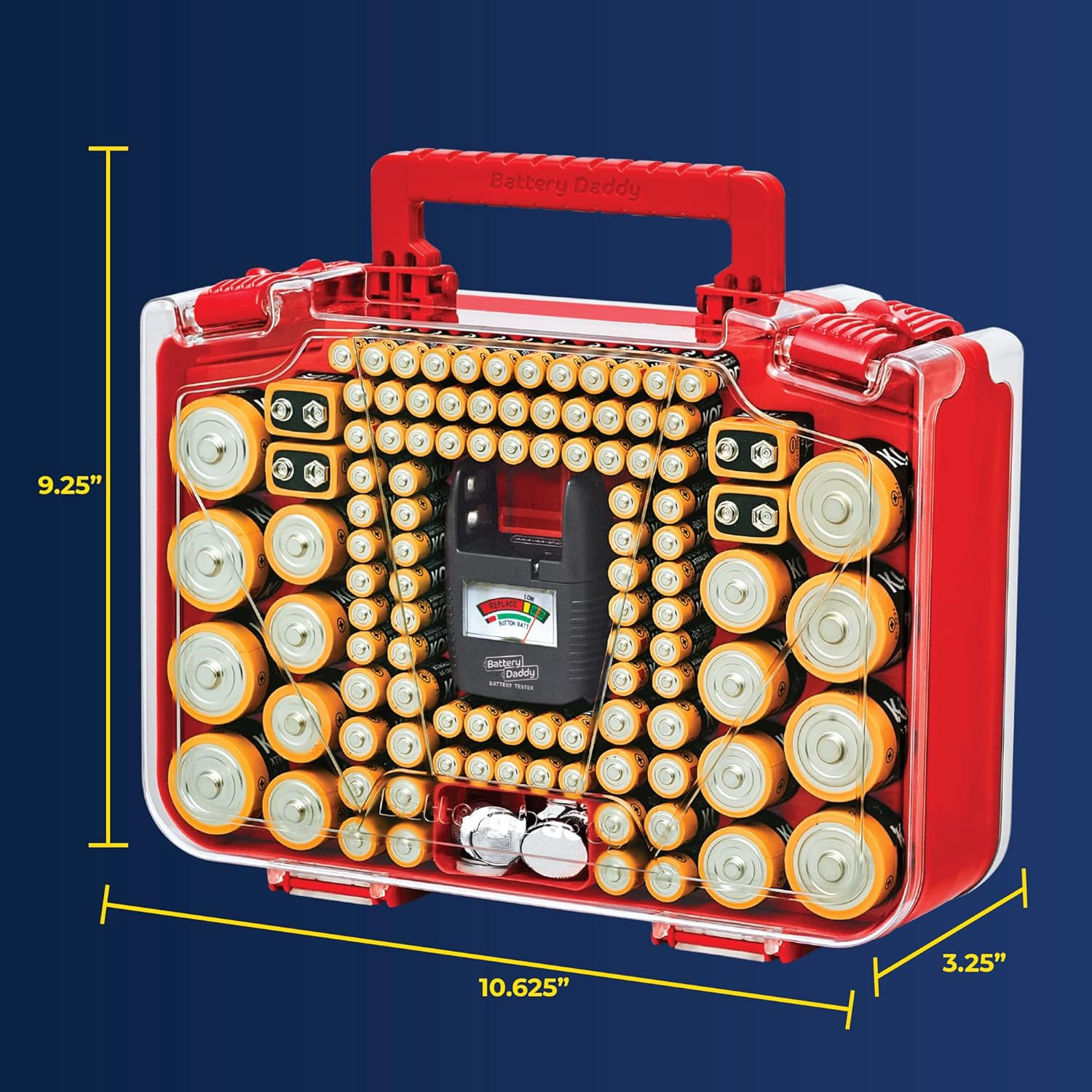 Battery Daddy Smart – Battery Organizer Storage Case with Tester,Stores & Protec