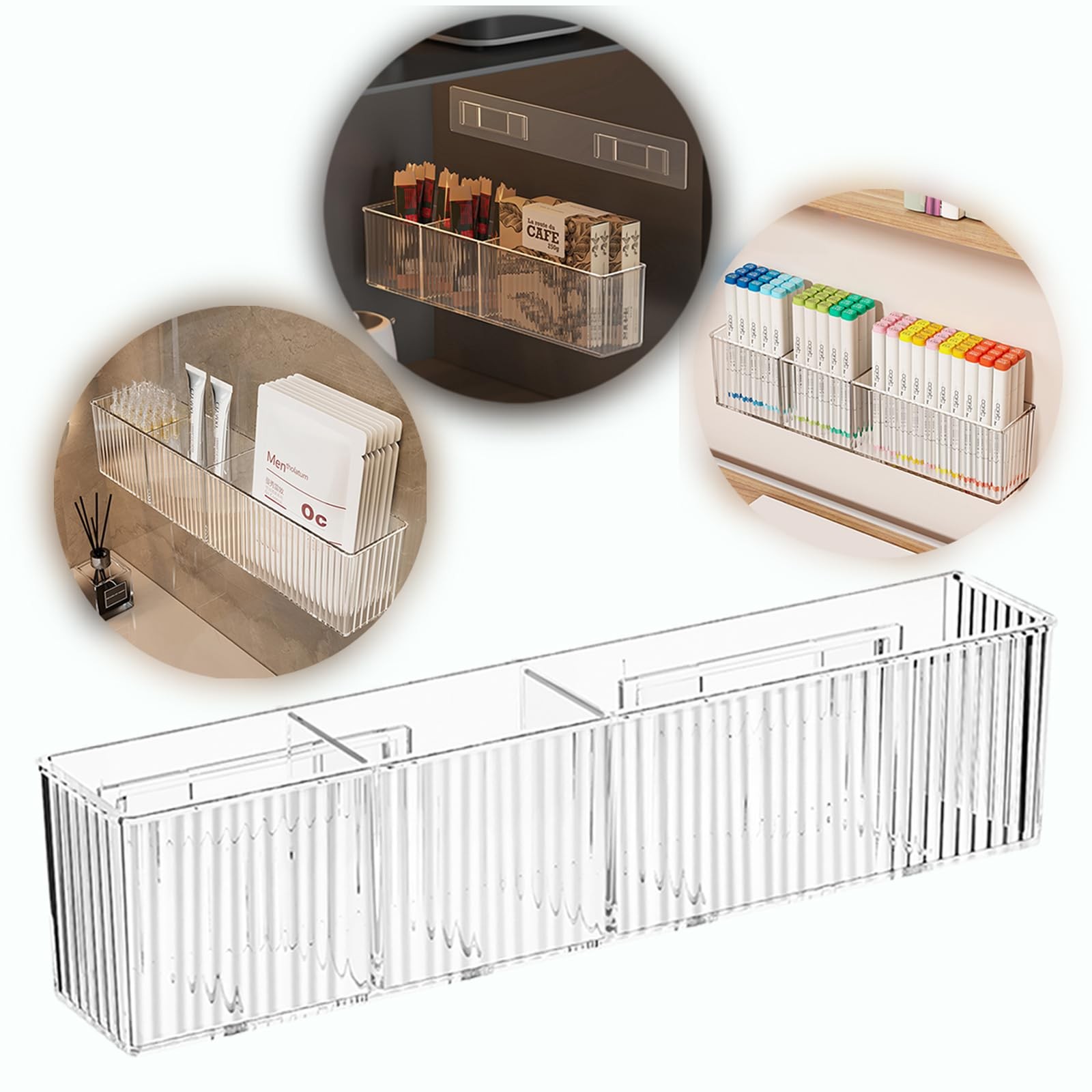 2 Pack Wall Mount Marker Organizer,Art Caddy Floating Makeup Organizer,Clear …