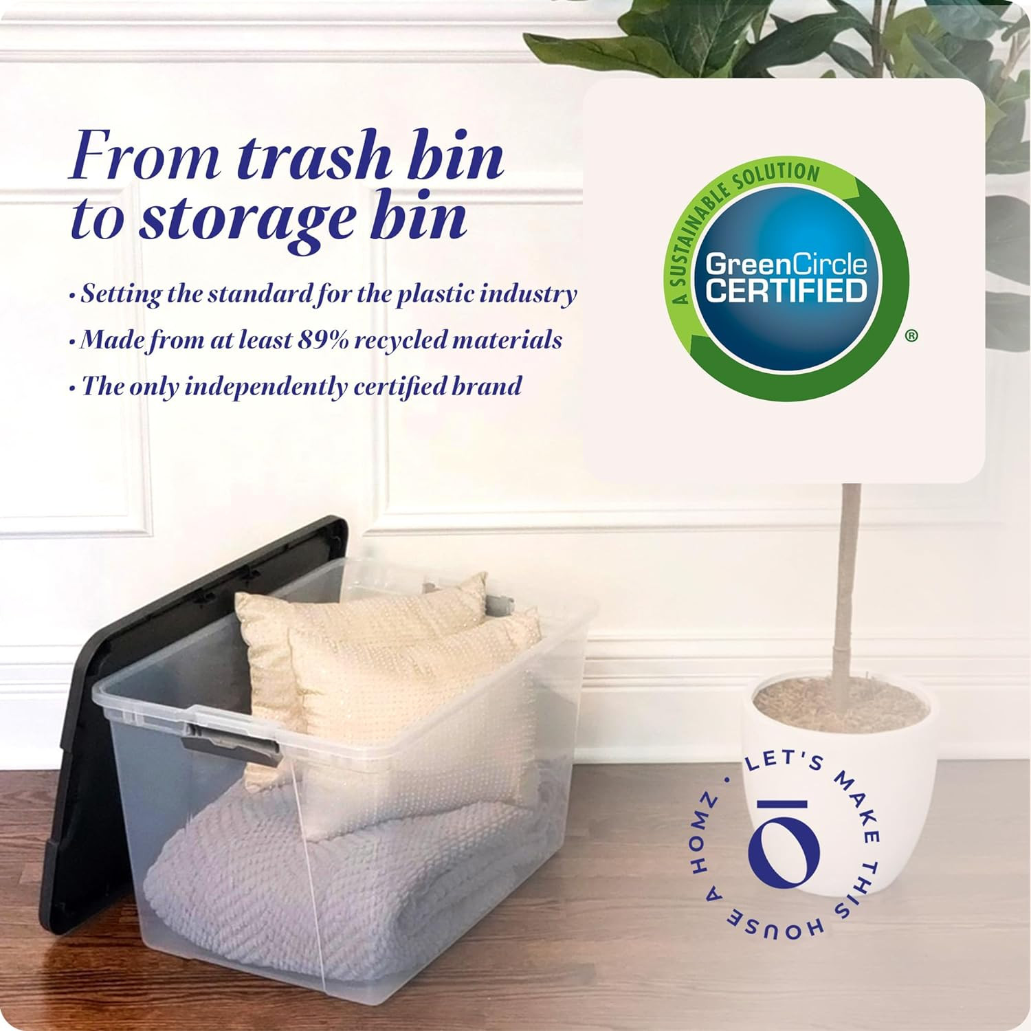 2-Pack Plastic Storage Bins W/ Lids, Stackable Totes, 64 Quart, Clear/Gray