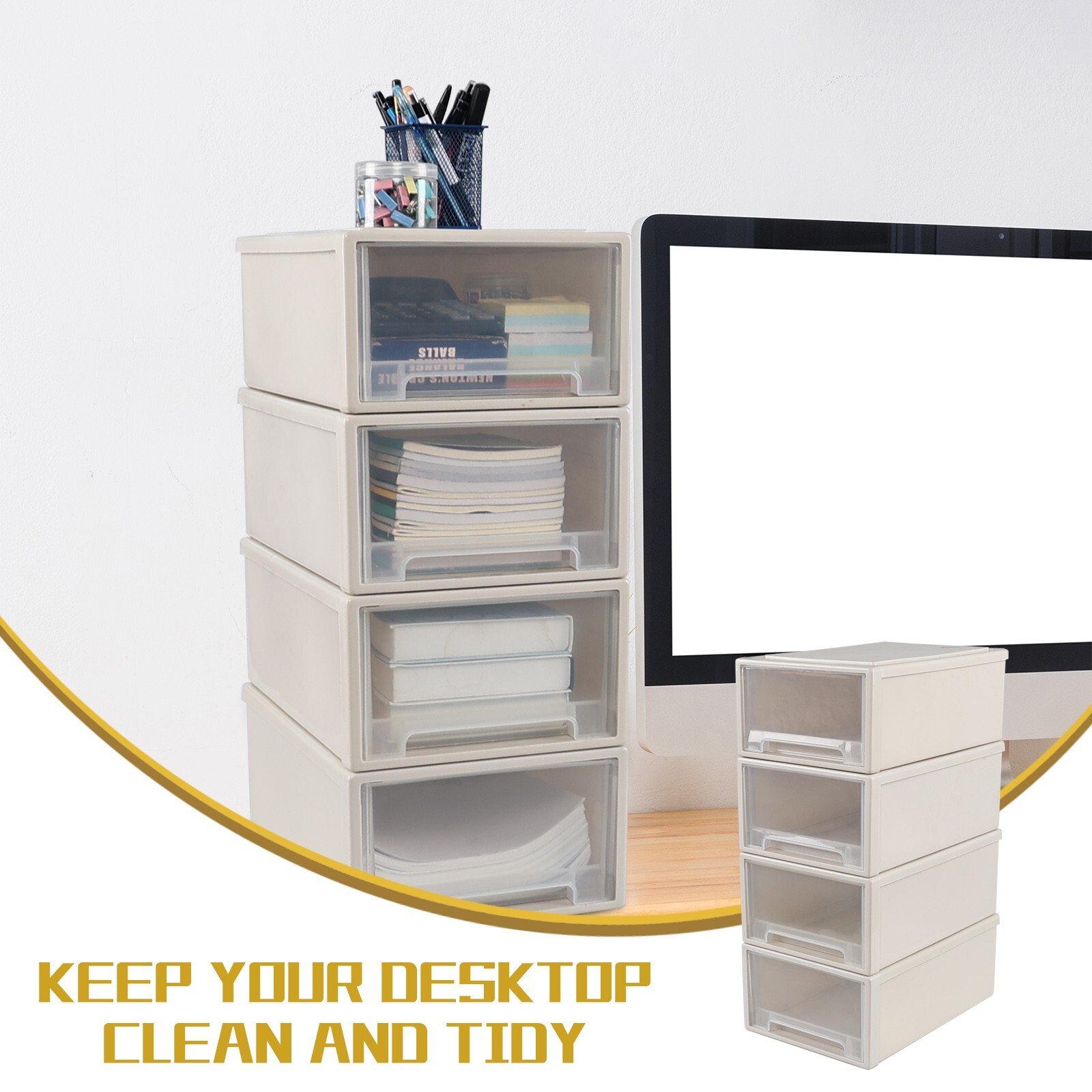 12 Qt. Plastic Stackable Storage Drawer Small Drawer-type Desk Organizer Boxes