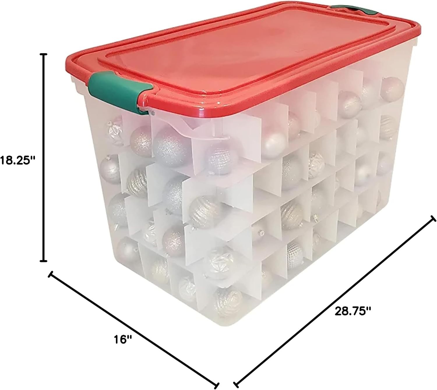 2-Pack Holiday Tote, Clear Plastic Storage Bins w/Lids & Dividers, 112 Quart,…