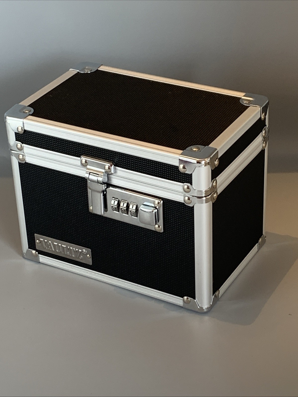 Vaultz Locking Storage Box with Combination Lock Black 7x4x5&Prime; Unused