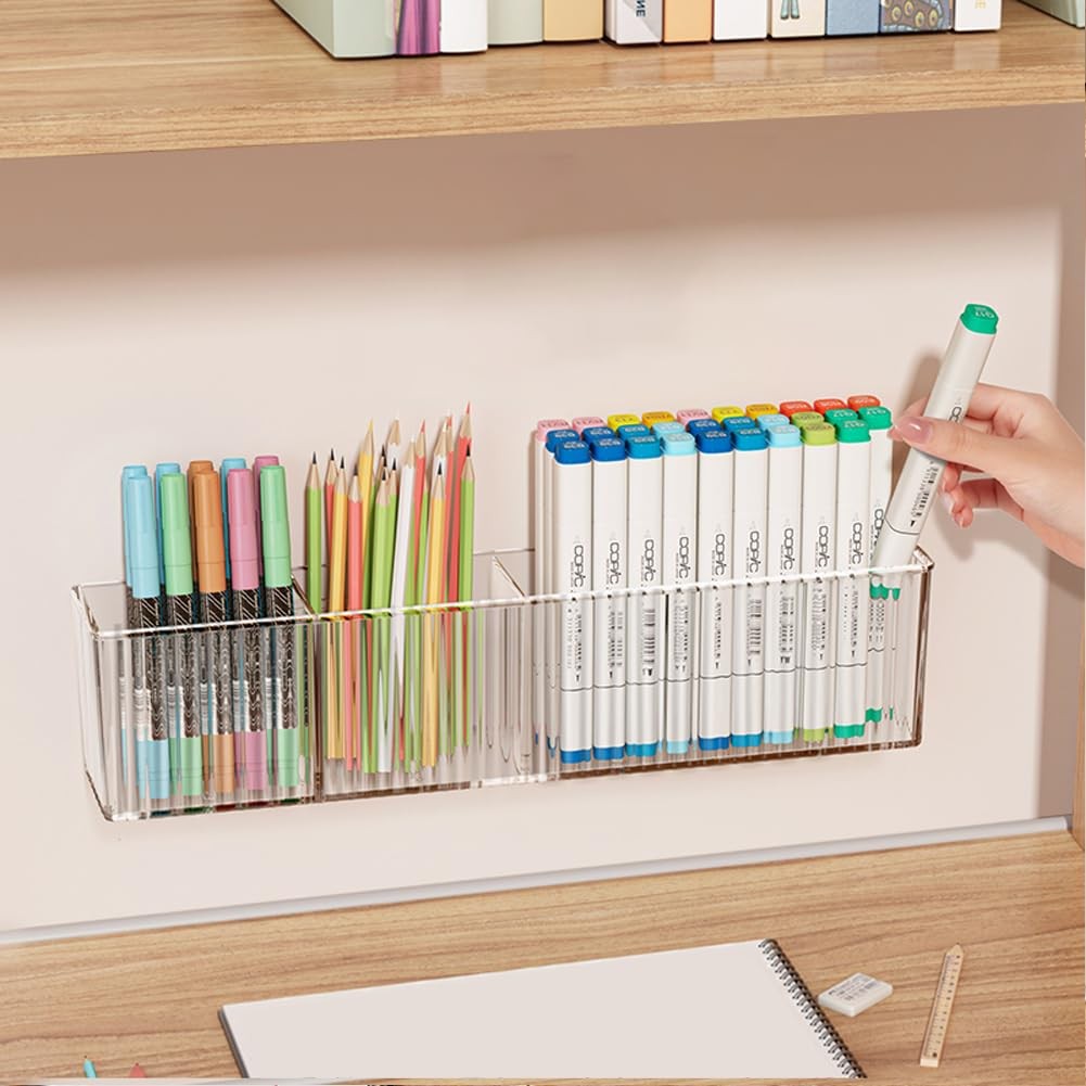 2 Pack Wall Mount Marker Organizer,Art Caddy Floating Makeup Organizer,Clear …