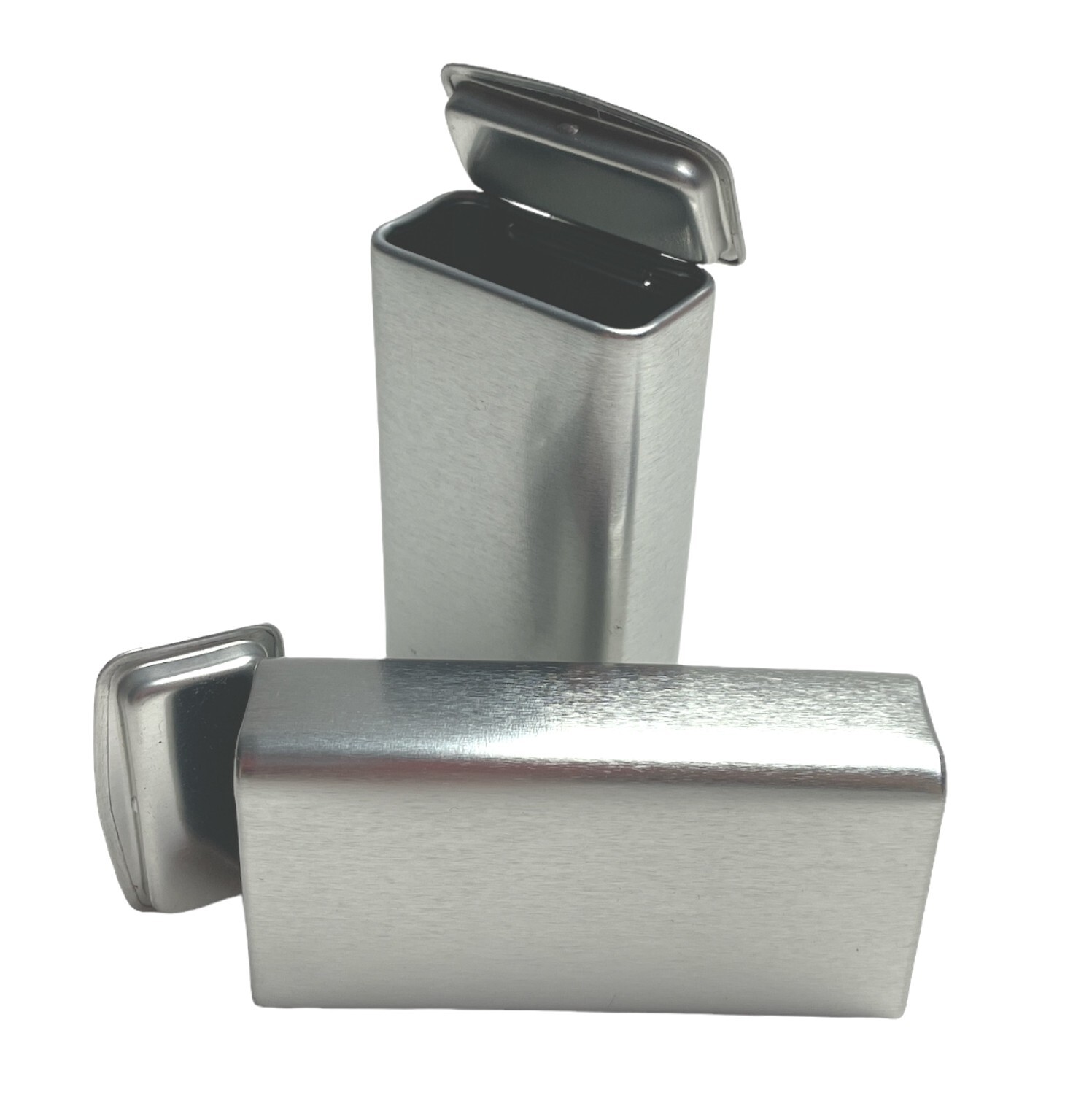 MagnaKoys Rectangular Silver Metal Hinged Lid Tin Containers (7 Pack)