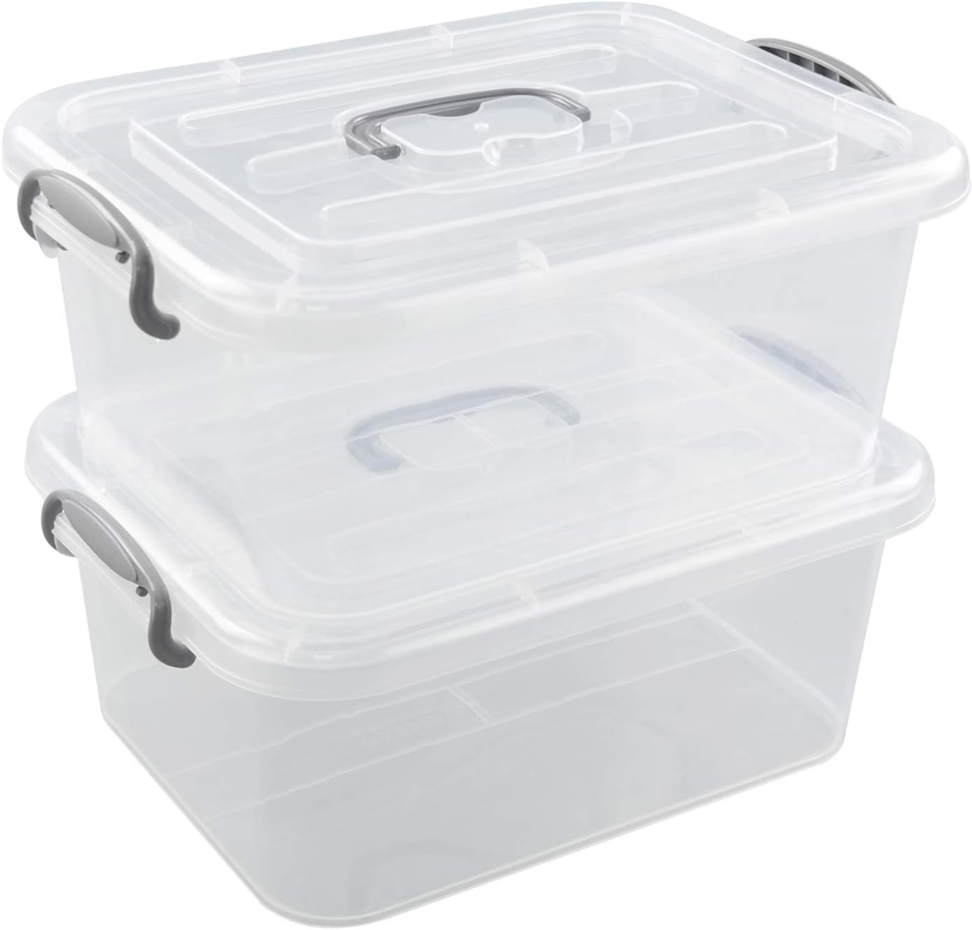 8L Clear Storage Bins with Lids – 2-Pack Durable Plastic Latch Boxes