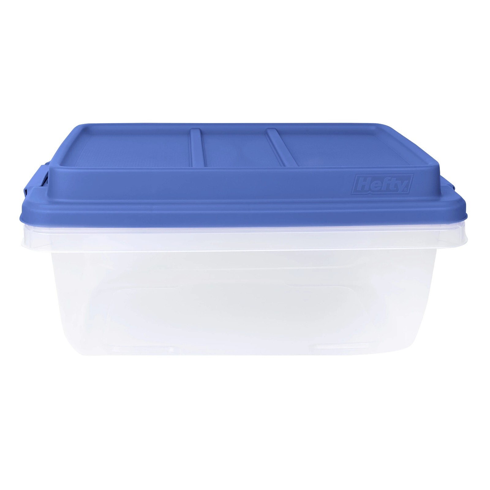 Hefty 18 Quart Clear Plastic Storage Bin with Blue HI-RISE Lid, Adult