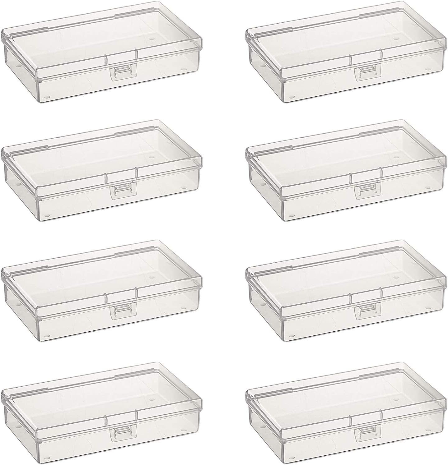 8 Pieces Rectangular Empty Mini Clear Plastic Organizer Storage Box Containers w
