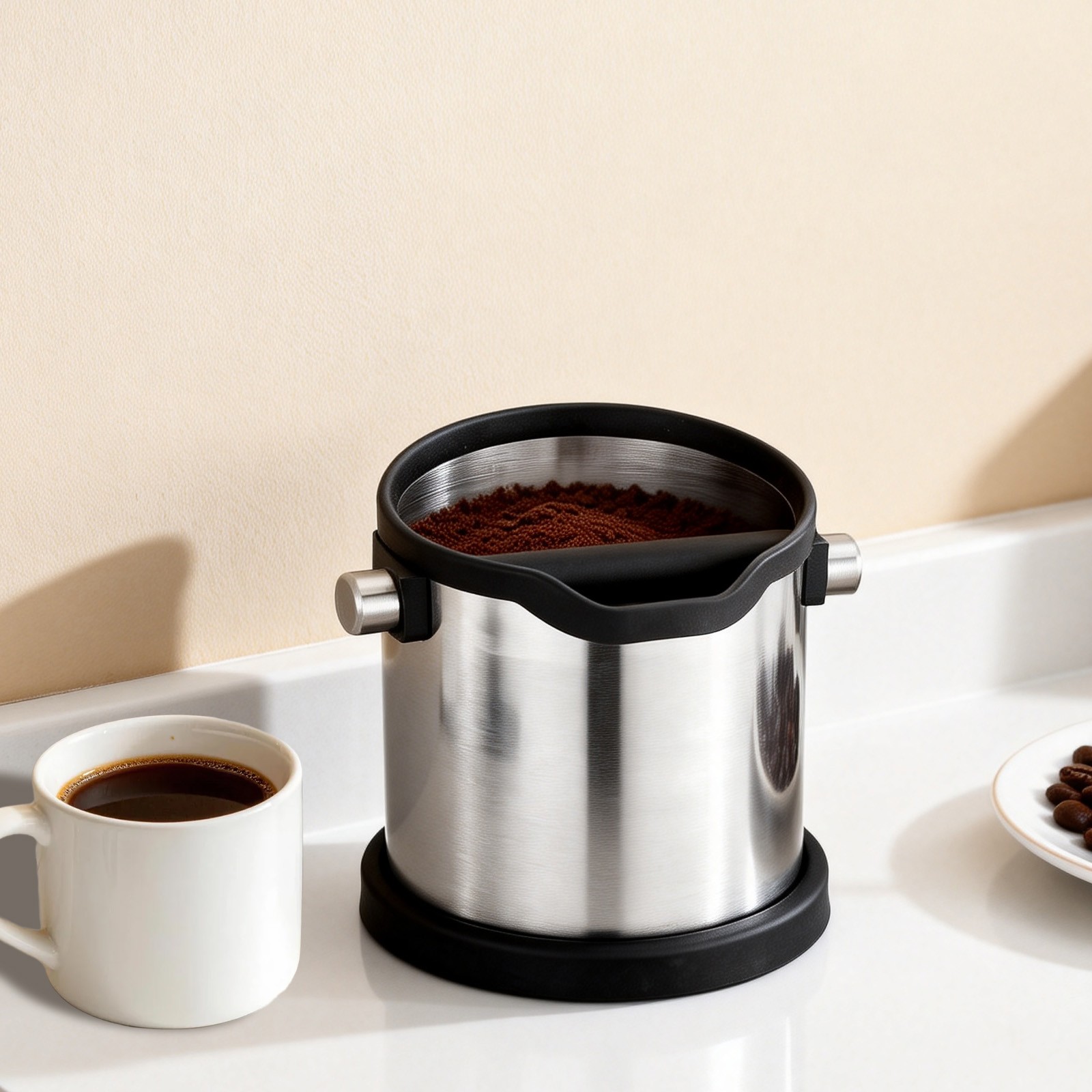 Coffee Tapping Box Stainless Steel Coffee Knock Box Waste Coffee Bucket