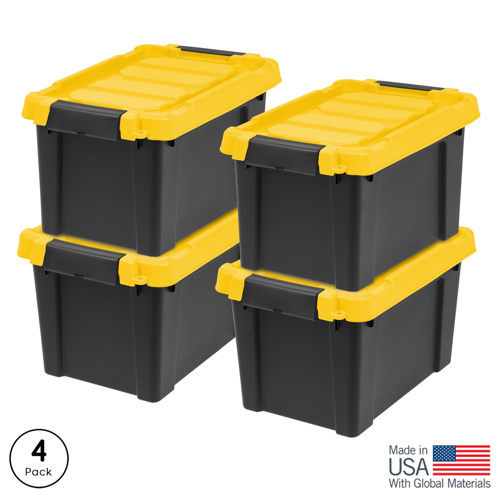 IRIS 5 Gallon Black Plastic Latching Storage Bin with Lid Tote, 4-Pack 👌 ✅
