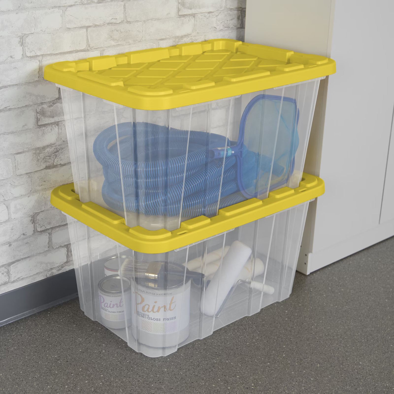 ( 4 Pack) Sterilite Large Industrial Storage Tote, 27 Gallon Plastic Storage Bin