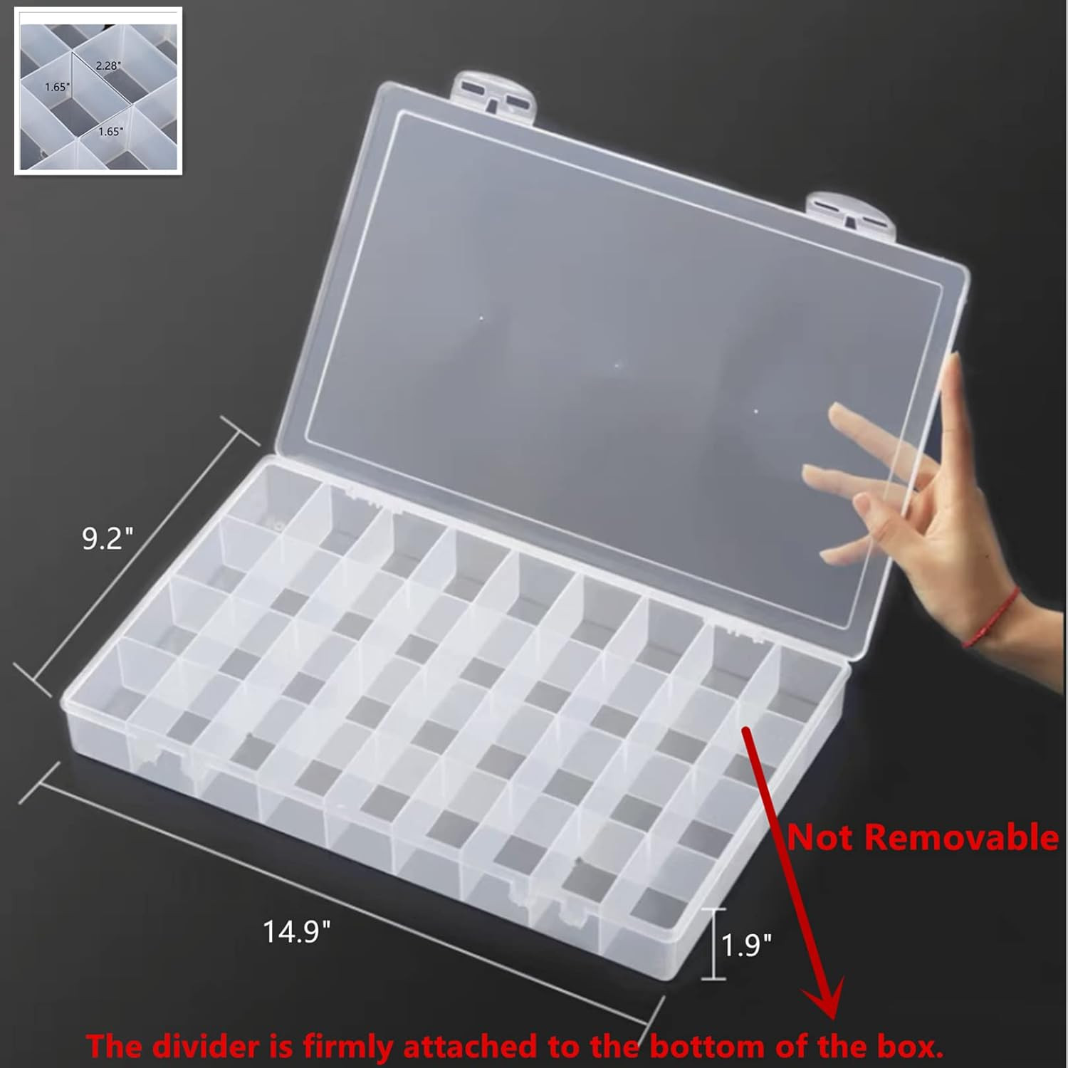 1PCS 36 Grids Large Plastic Organizer Box with Dividers, Compartment Organize…