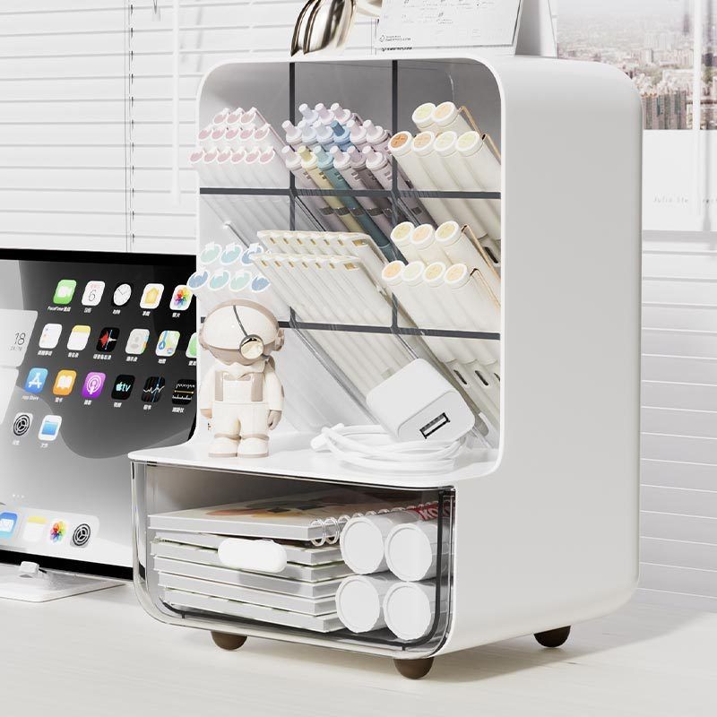 Multi-Compartment Desktop Organizer ABS Plastic for Cosmetics & Office Supplies