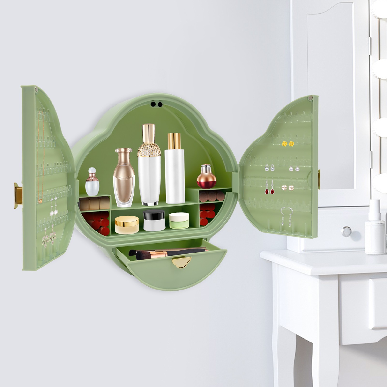 Bathroom Cosmetic Organizer, New-Chinese Style Cosmetics Jewelry Organizer