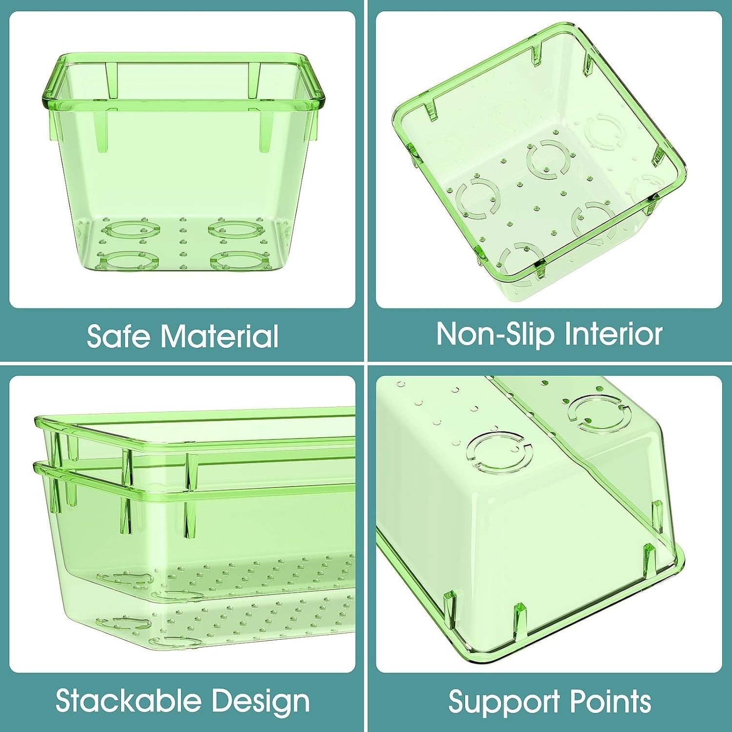 Clear Green Drawer Dividers 25 Piece Plastic Set Ideal for Cosmetics and Gadgets