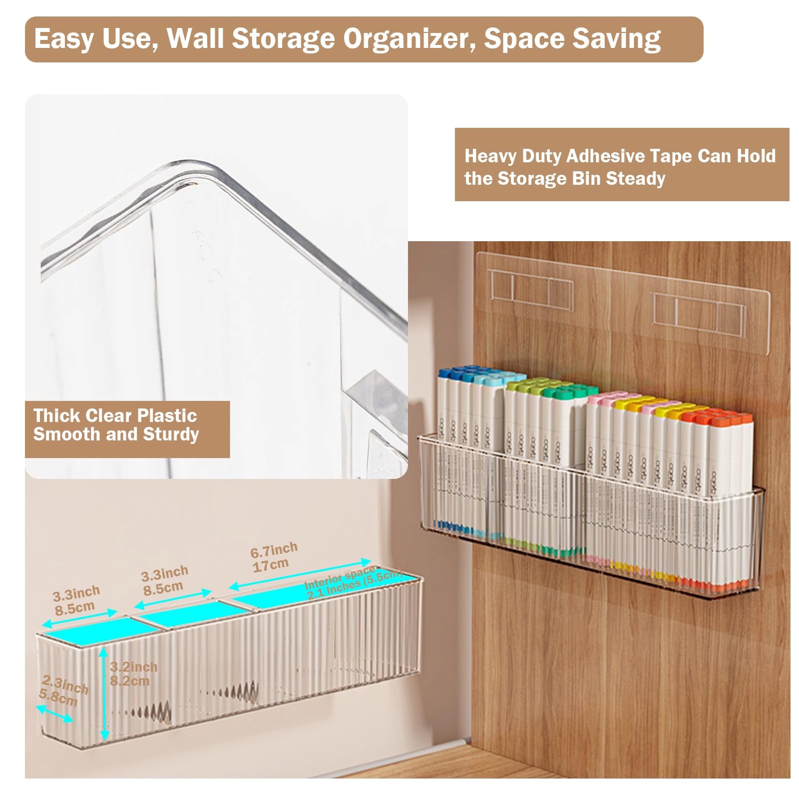 2 Pack Wall Mount Marker Organizer,Art Caddy Floating Makeup Organizer,Clear …