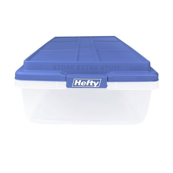 Hefty HI-RISE 63 Quart Large Latching Storage Bin, Clear Plastic Storage Contain