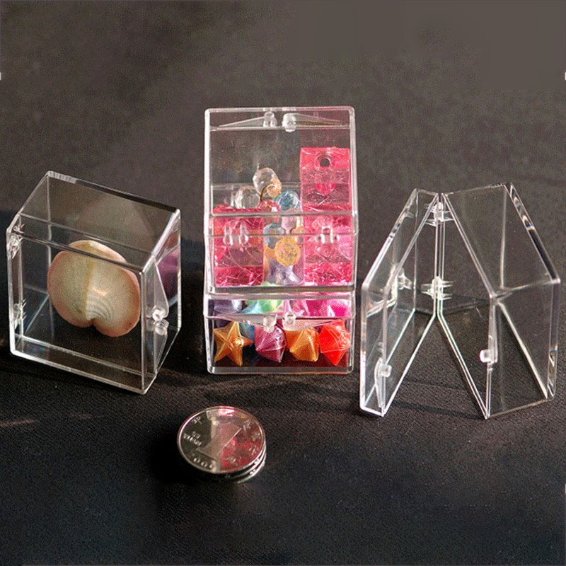 Square Clear Small Plastic Storage Box Jewelry Beads Organizer Case Container