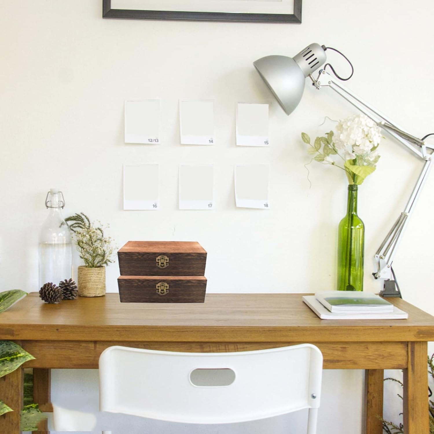 Wood Storage Box with Lid Solid Decorative Organizer Rectangular Toys Cosmetics