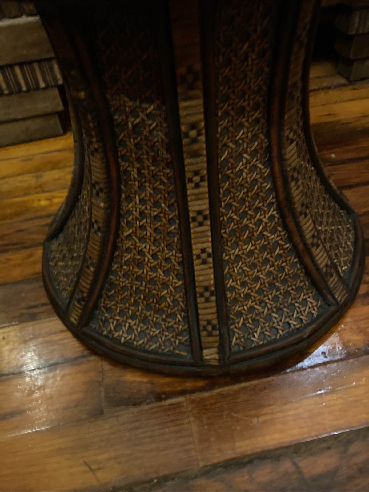 Chinese Tinalik Basket Storage Container Intricate Woven Rattan 31&Prime; T 17&Prime; D