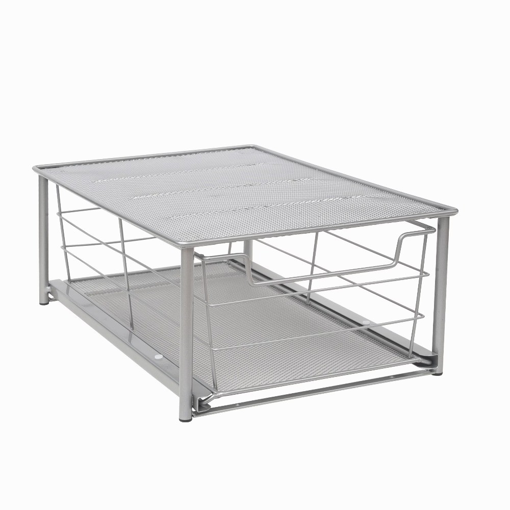 Stackable Slide Out Drawer Organizer Satin Nickel Finish 10.03 x 14.96 Inches