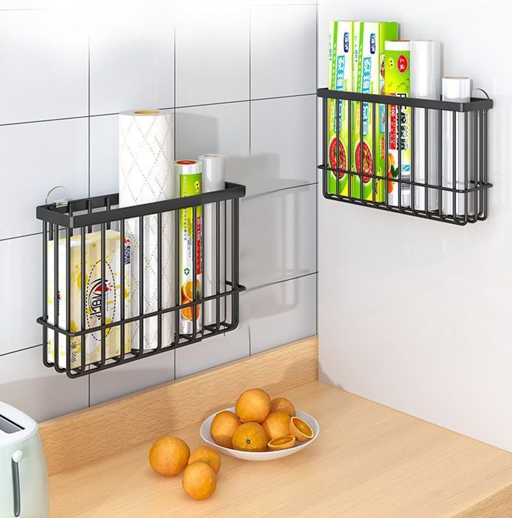 2-Piece Wall-Mounted Storage Boxes for Kitchen, Bathroom & Wardrobe – Black Orga