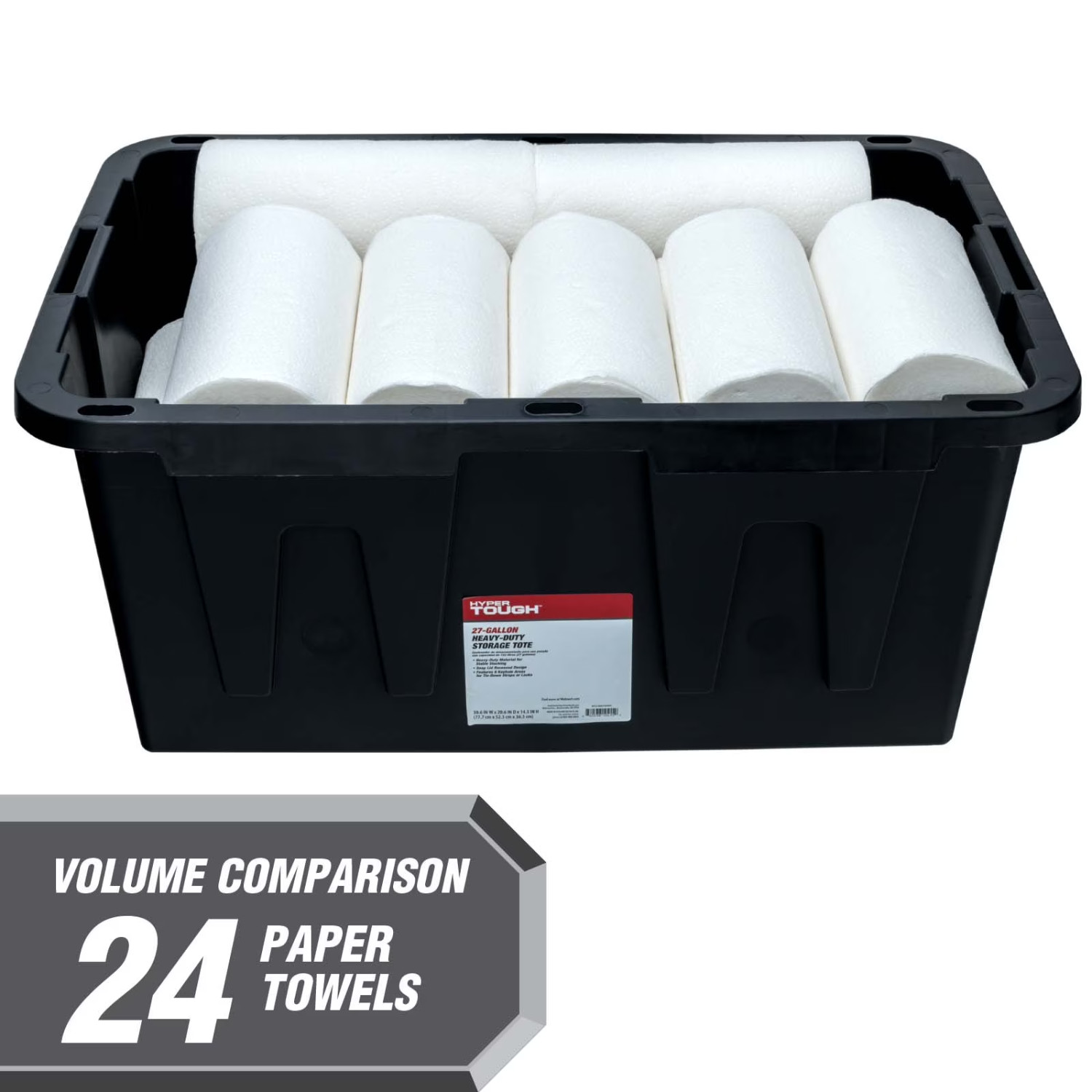 2pk Hyper Tough 40Gallon Large Storage Bin Snap Lid Black Red Heavy Duty Plastic