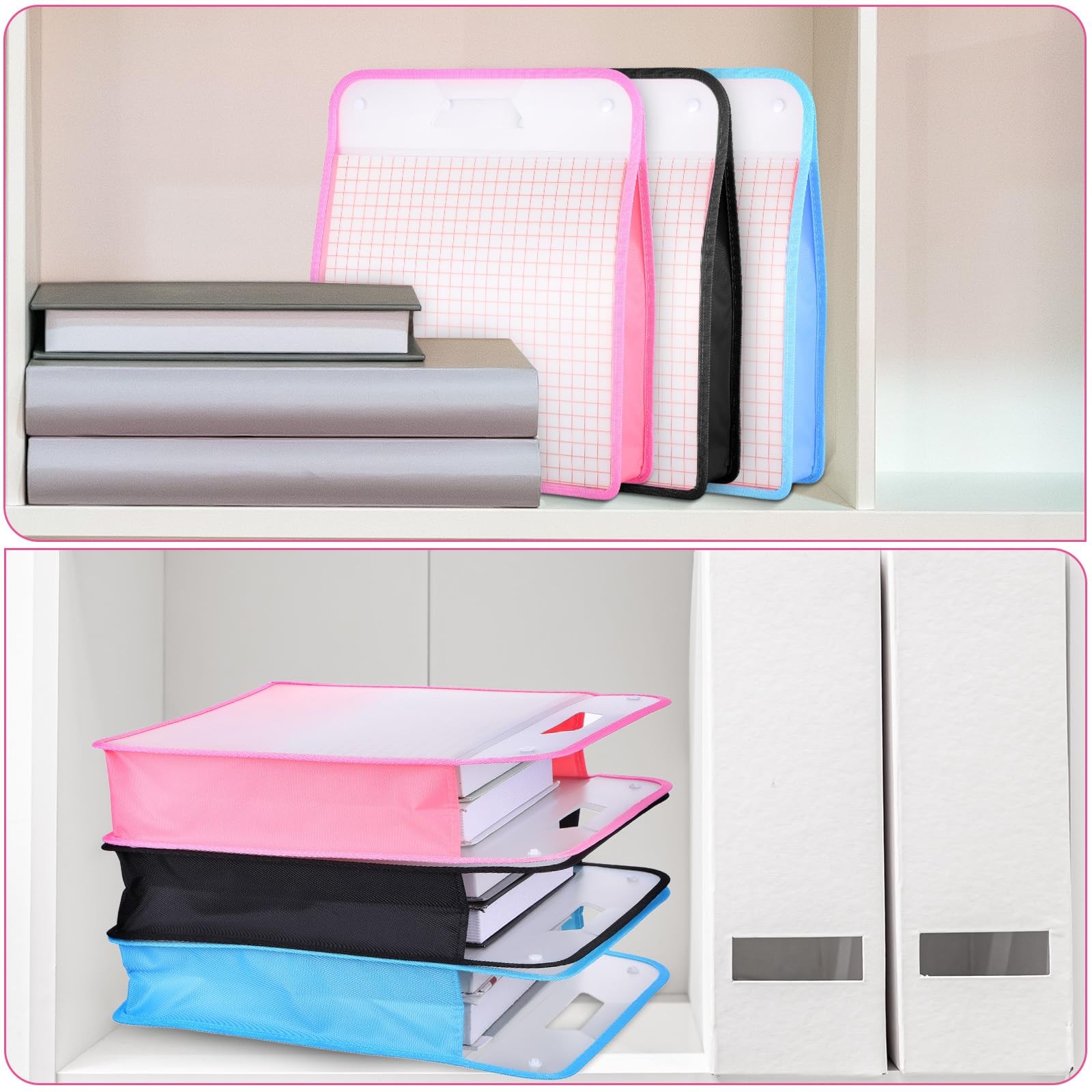6 Pack Scrapbook Paper Storage Clear Expanding Folio Handle 12×12 In Case