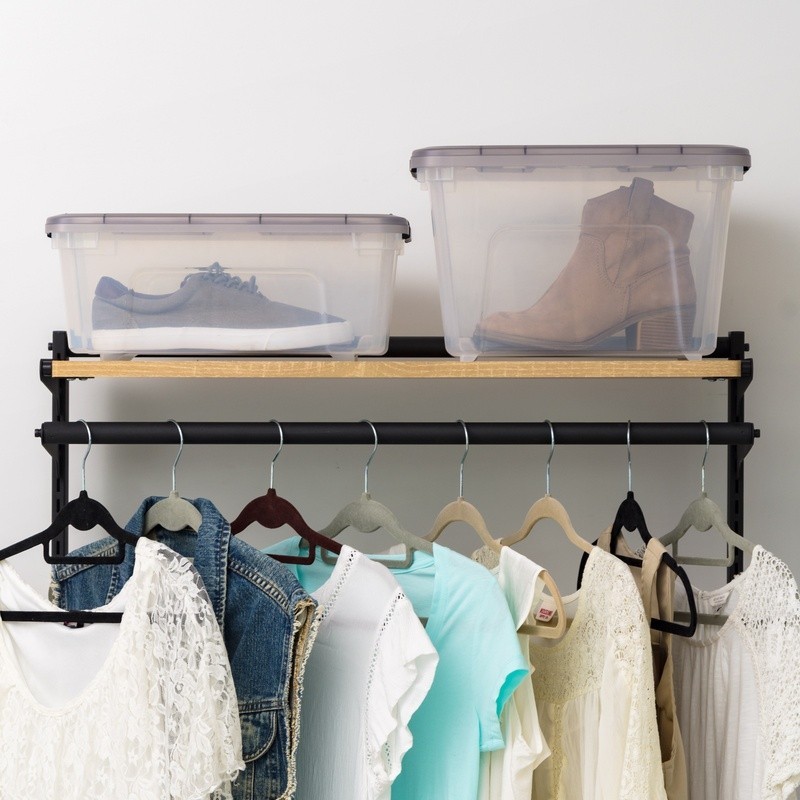 Stackable Storage Bins W/ Lids Plastic Organizing Totes Home Office 12.95 Qt