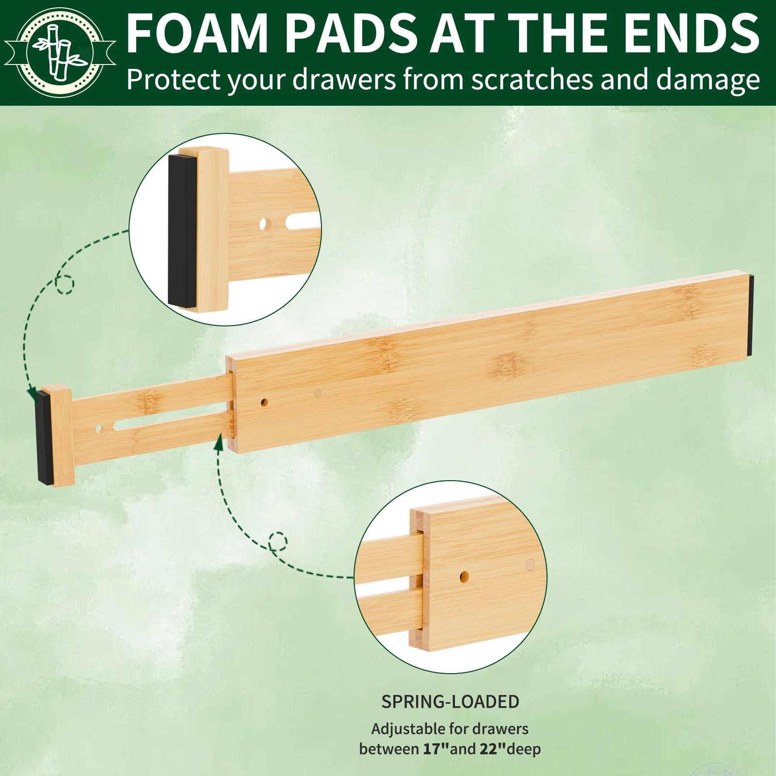Drawer Dividers 2.6&Prime; High,17&Prime;-20&Prime; Adjustable Spring Loaded Clothes Drawer Org…