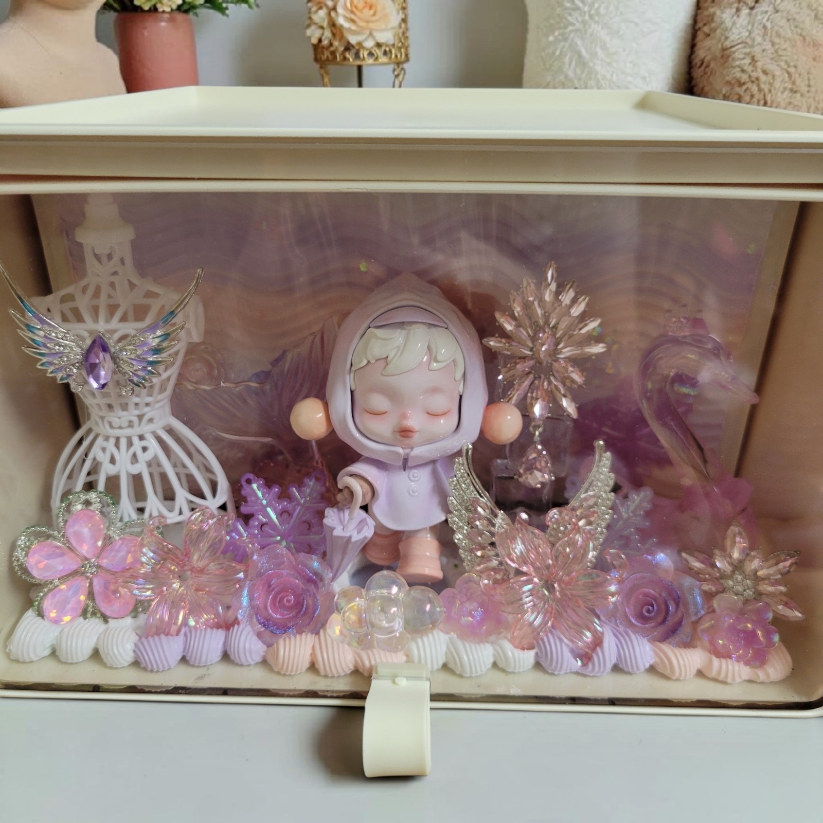 Handmade Skullpanda Inspired Acrylic Display Drawer Storage Case Cute Decor